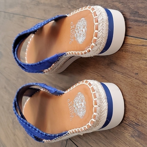 Vince Camuto Belisnda Leather Crossband Slide Platform Sandles Size 8W - Picture 6 of 17